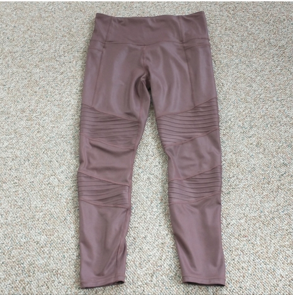 Athleta Inclination Moto Tight Champagne Purple Shimmer Gleam Metallic M… - Picture 2 of 3